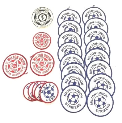 Lote De Parches De Colección Años 80 EE. UU. SAY USSF Rec Fútbol Deportes Milton Union Striker Ohio Foto 1 de 4