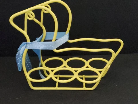 Vintage Yellow Duck 1/2 Dozen Egg Holder, Easter Egg Caddy 7"x8" Cover