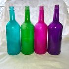 Colored Glass Wine Bottles, Bottle Tree, 4 Tinted Glass Bottles, Craft Bottle