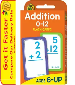 ADDITION 0 -12 Flash Cards Suitable for Kids Ages 6+ Early Learning By Hinkler - Picture 1 of 5