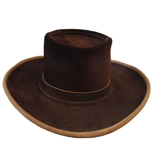 HENSCHEL SKULLYS SUEDE LEATHER HAT SIZE M FIT XS 20.75" WESTERN COWBOY USA BROWN - Picture 1 of 15