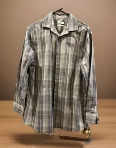 Calvin Klein Slim Fit Performance Dress Shirt Men's 16 Gray Plaid Non-Iron - Picture 1 of 3