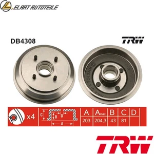2x BREMSTROMMEL DB4308 FÜR FORD FUSION FIESTA/V/Van/Hatchback/IV MAZDA 2 1.4L - Picture 1 of 9
