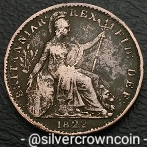 UK Great Britain Farthing 1822. KM#677. 1/4 Quarter Penny Cent coin. George IV. - Picture 1 of 8