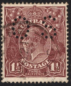 1-1/2d MARRÓN KGV GRANDE MÚLTIPLE WMK PERFORADO "OS" FINO USADO (A24602) - Imagen 1 de 1