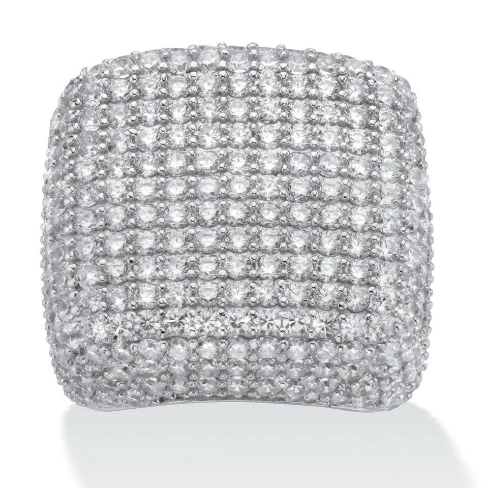 6.76 TCW Round Cubic Zirconia Pave .925 Sterling Silver Dome Ring — 第 1/4 张图片