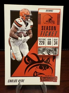 Carlos Hyde Season Ticket-2018 Panini Contenders #77 Cleveland Browns NFL - Picture 1 of 2