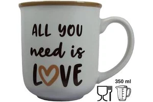 Jumbo Tasse XXL 350 ml mit Schriftzug "All you need is Love" Keramik Porzellan - Bild 1 von 8