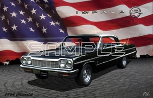 1964 Chevy Impala American Classic Print - Foto 1 di 1