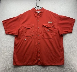 Columbia PFG Bonehead Button Up Shirt Mens Large L Red Fishing Vented Dad Flaw - Picture 1 of 10