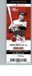 Arizona Diamondbacks vs Cincinnati Reds 8/20/2015 Full Ticket - Lonny Frey