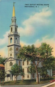 First Baptist Meeting House ~ Providence R.I. ~ 1940er VINTAGE LEINEN POSTKARTE - Bild 1 von 2