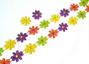 1" / 25mm wide - 5 yds-8yds Multi Color Flower Lace can cuted into piece L496 - Picture 1 of 5