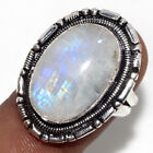 Rainbow Moonstone 925 Silver Plated Gemstone Ring US 6 Ethnic Jewelry GW