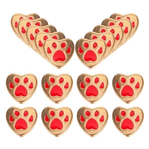30pcs Cute Dog Paw Beads Heart Shape Metal Animal Footprint Charms Spacer Beads - Picture 1 of 12