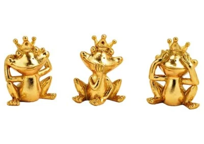 Froschkönig aus Poly Gold Nichts hören, Nichts sehen, Nichts sprechen im Set - Bild 1 von 4