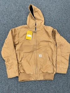 Carhartt Mens Brown Long Sleeve Loose Fit Insulated Hooded Full Zip Jacket Sz S - Picture 1 of 12