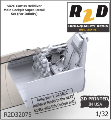 R2D 1/32 SB2C-4 HELLDIVER Cabina Principal Super-Detalle Set RESINA2detail R2D32075 Foto 1 de 4