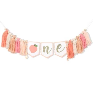 Sweet Peach One Tassel High Chair Banner - Girls 1st Birthday Party Decoratio... - Picture 1 of 8