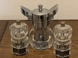 Vintage Olde Thompson MCM Clear Acrylic Cut Lucite Salt & Pepper Mill USA 3 - Picture 1 of 16