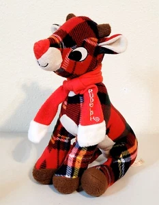 Dan Dee RUDOLPH the RED NOSED REINDEER Plaid with Scarf Stuffed Plush 12" - Picture 1 of 6