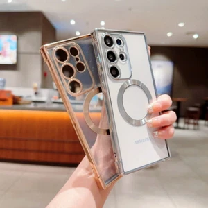 Magnetic For MagSafe Clear TPU Soft Case For Samsung S24 S23 Ultra S22 S21 Cover - Picture 1 of 23