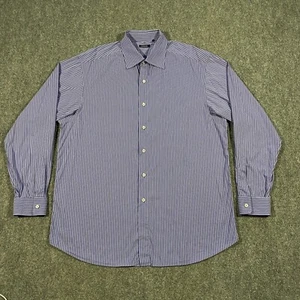 Lorenzini Long Sleeve Button Up Shirt Adult XXL Blue White Striped Casual Italy - Picture 1 of 17
