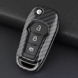 Carbon Fiber Flip Key Shell Cover Fob Case For Ford Ecosport F150 F250 Ranger XL - Foto 1 di 9