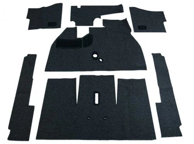 Kit de alfombra de lujo VW Bug 1968 sedán 7 piezas (sin reposapiés), negro Foto 1 de 2