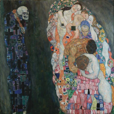Muerte y vida de Gustav Klimt pintura al óleo lienzo pintado a mano reproducción de arte de pared Foto 1 de 4