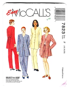 McCalls 7823 Unlined JACKET or TOP-PANTS or SHORTS 16-18-20 Sewing Pattern UNCUT - Picture 1 of 2