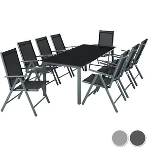 Set Mobili Da Giardino 8+1 Sedie In Alluminio Resistente Tavolo Piano In Vetro - Foto 1 di 25