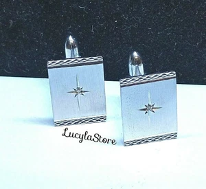 Vintage Sterling Silber 925 Manschettenknöpfe Herren LAMODE Strass Retro Rechteckig - Bild 1 von 12