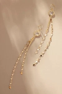 NWT Anthropologie Stone Dangle Drop Clear Earrings/SRP$48 - Picture 1 of 6