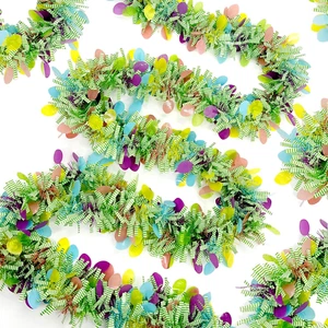 33Ft Easter Tinsel Garland, Green Easter Garland for Mantle Decorations with Col - Picture 1 of 12