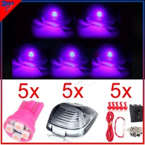 5x Cab Marker Running Lights Cover Smoke+LED Bulbs Purple+Wiring Kit for Ford - Foto 1 di 9
