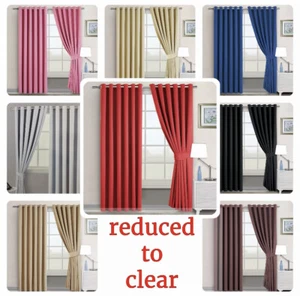 REDUCED TO CLEAR Luxury THERMAL BLACKOUT CURTAINS Eyelet Ring Top READY MADE - Picture 1 of 11
