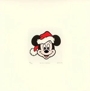 Mickey Mouse Sowa & Reiser #D/500 handbemalt Cartoon Radierung Kunst Weihnachtsmann Gesicht - Bild 1 von 4