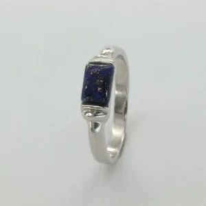 Talla 7 1/2 - Talla 7.5 - Anillo Cuadrado AZUL LAPISLÁZULI PLATA ESTERLINA 925 #77 - Imagen 1 de 3