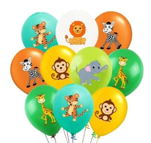 10Pcs Jungle Safari Animal Mix BALLOONS Birthday Party Decorations for Kids - Picture 1 of 4