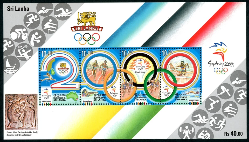 Juegos Olímpicos Sydney 2000 Sri Lanka Ceilán Sello Mini Hoja Recuerdo MNH Bloque Foto 1 de 1