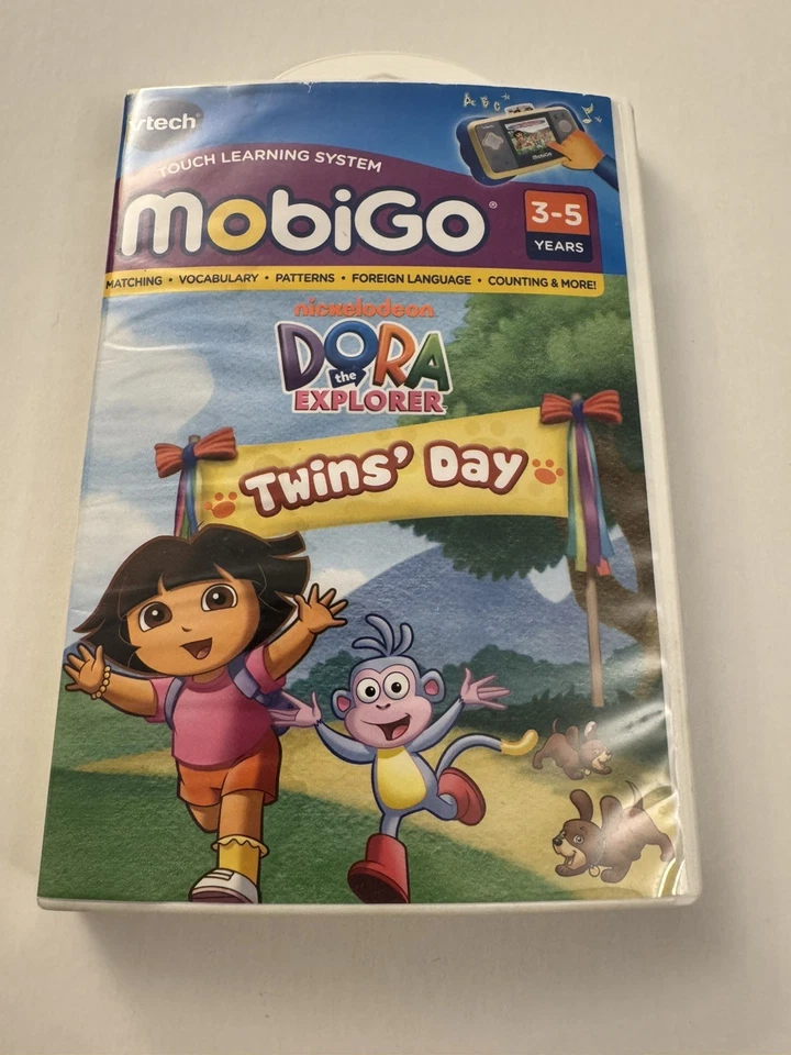 VTech Mobigo 2 Touch Learning System Video Game Dora The Explorer Twins Day CS2 - Image 1 of 2