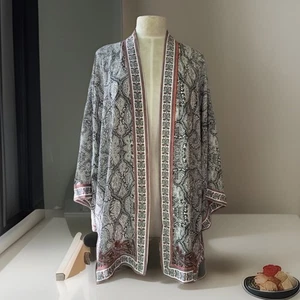 Max Studio Kimono Cardigan vorne offen schwarz weiß Damen M-L Langanlook Boho - Bild 1 von 19