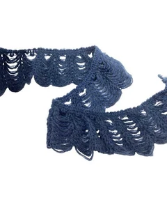 50 Cm Passamaneria Lana Morbida Frangia Elastica Blu Alta 8,5 Cm FS-6802 - Imagen 1 de 4