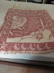 Colgante de pared vintage o manta pequeña "Ahora me acuesto a dormir" rosa 43x34" - Imagen 1 de 2