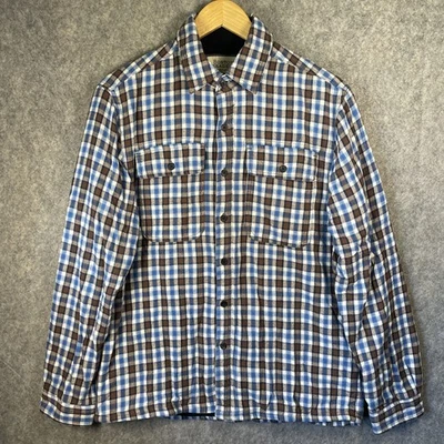 Boston Traders Shacket Mens Medium Blue Plaid Fleece Lined Button Shirt Jacket - Image 1 of 4