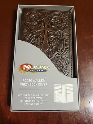 Новый Nocona ковбой родео бумажник чековой книжки чехол инструмент кожи с крестом N5417244 - Изображение 1 из 4