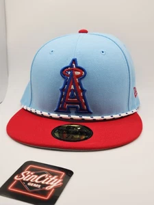 New Era Light Blue/Royal Los Angeles Angels 2025 4th of July 59FIFTY Hat 7 3/8 - Picture 1 of 6