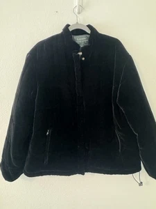 Lauren Ralph Lauren Vintage Black Velvet Jacket Rayon Silk Dark Academia Large  - Picture 1 of 12