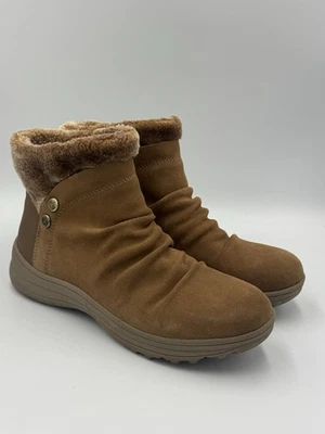 Baretraps Aeron女式9M棕褐色踝靴人造毛皮衬里拉链舒适休闲 — 第 1/4 张图片